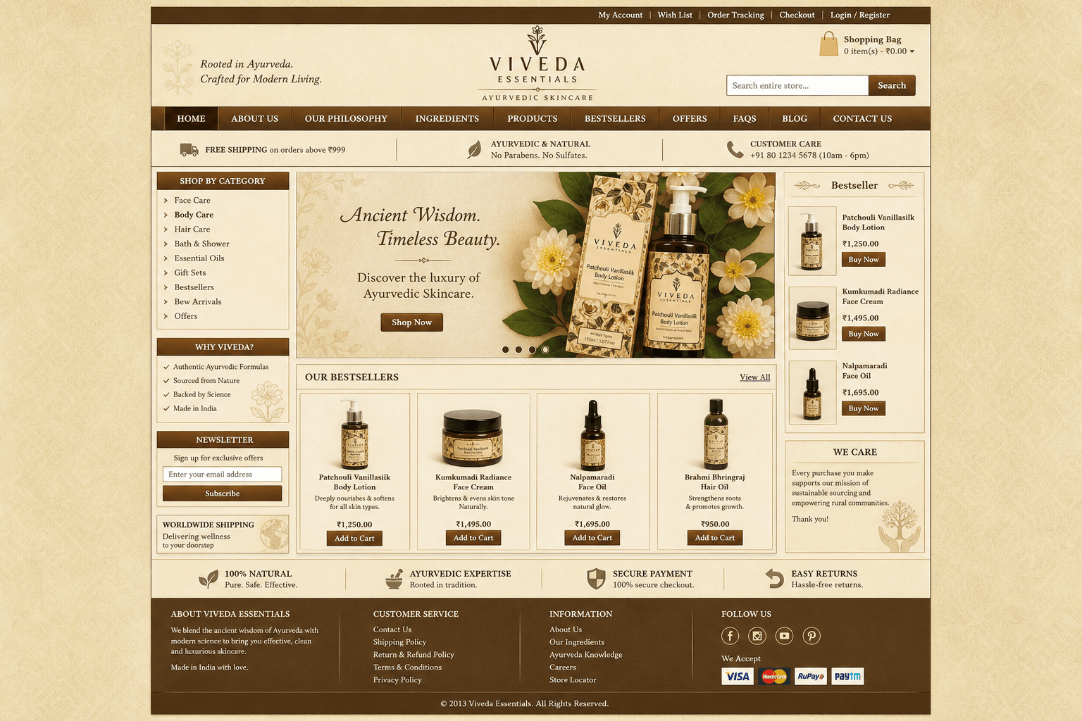 Viveda Essentials website before redesign